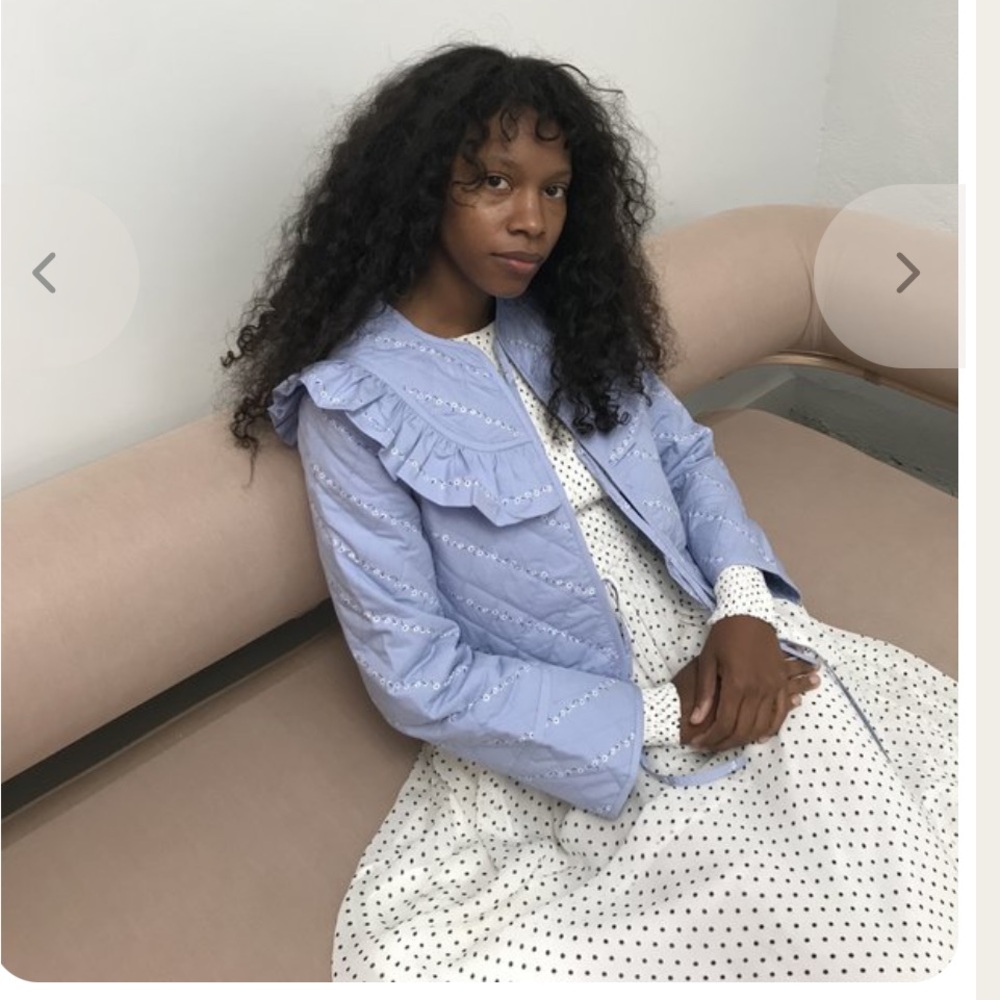 Ganni FAULKNER JACKET - SERENITY BLUE $250.00 spring quilted bow casual classic - Picture 1 of 11